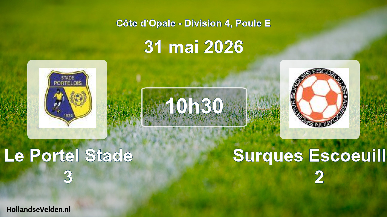 Match programmé: Le Portel Stade 3 - Surques Escoeuilles 2 (31 mai 2026)