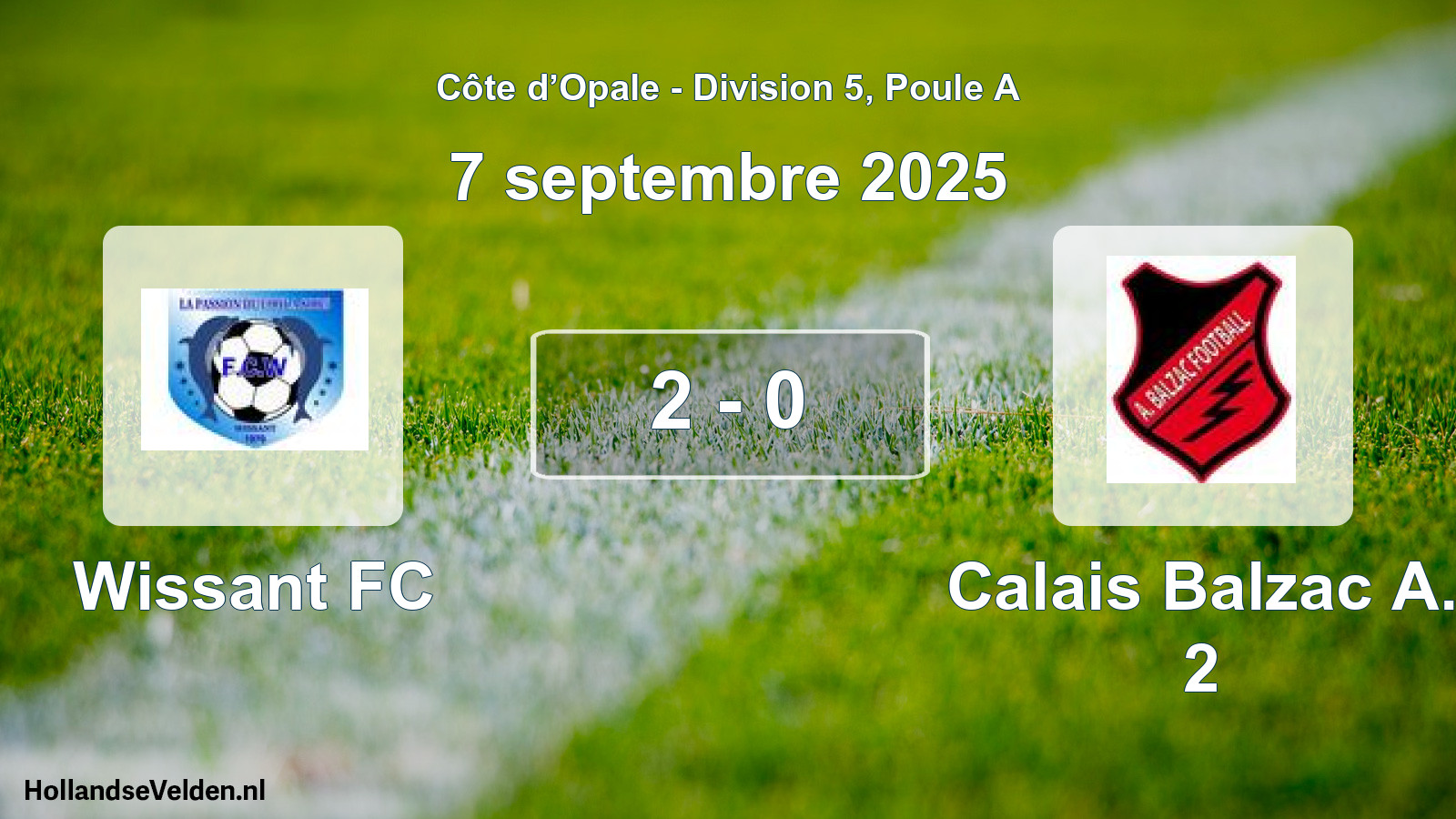Match joué: Wissant FC - Calais Balzac A. 2 2 - 0 (7 septembre 2025)
