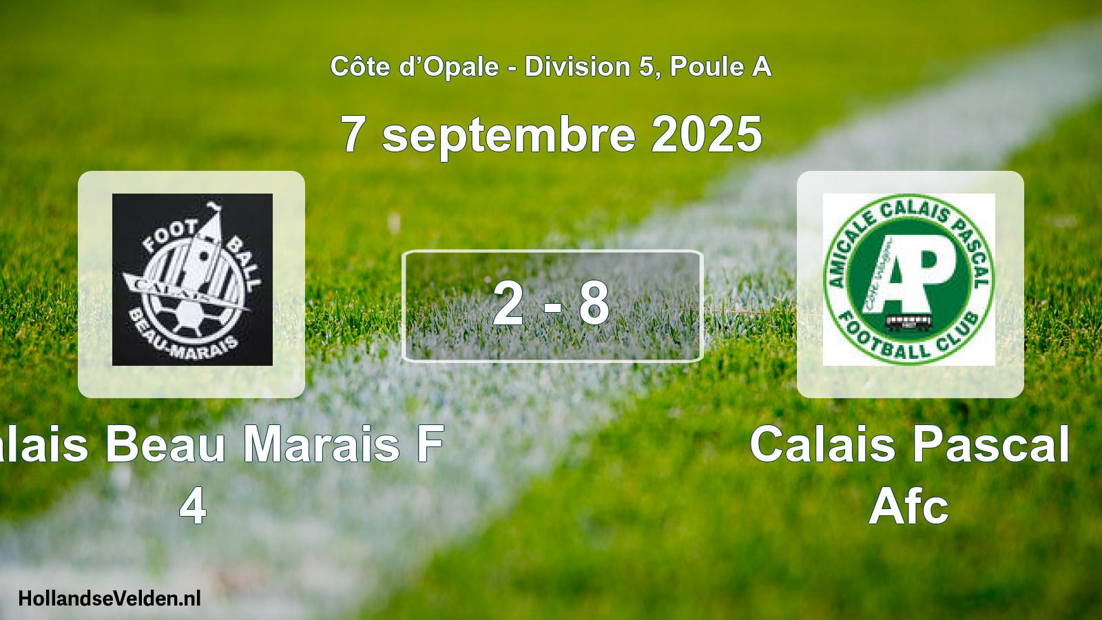 Gespeelde wedstrijd: Calais Beau Marais F 4 - Calais Pascal Afc 2 - 8 (7 september 2025)