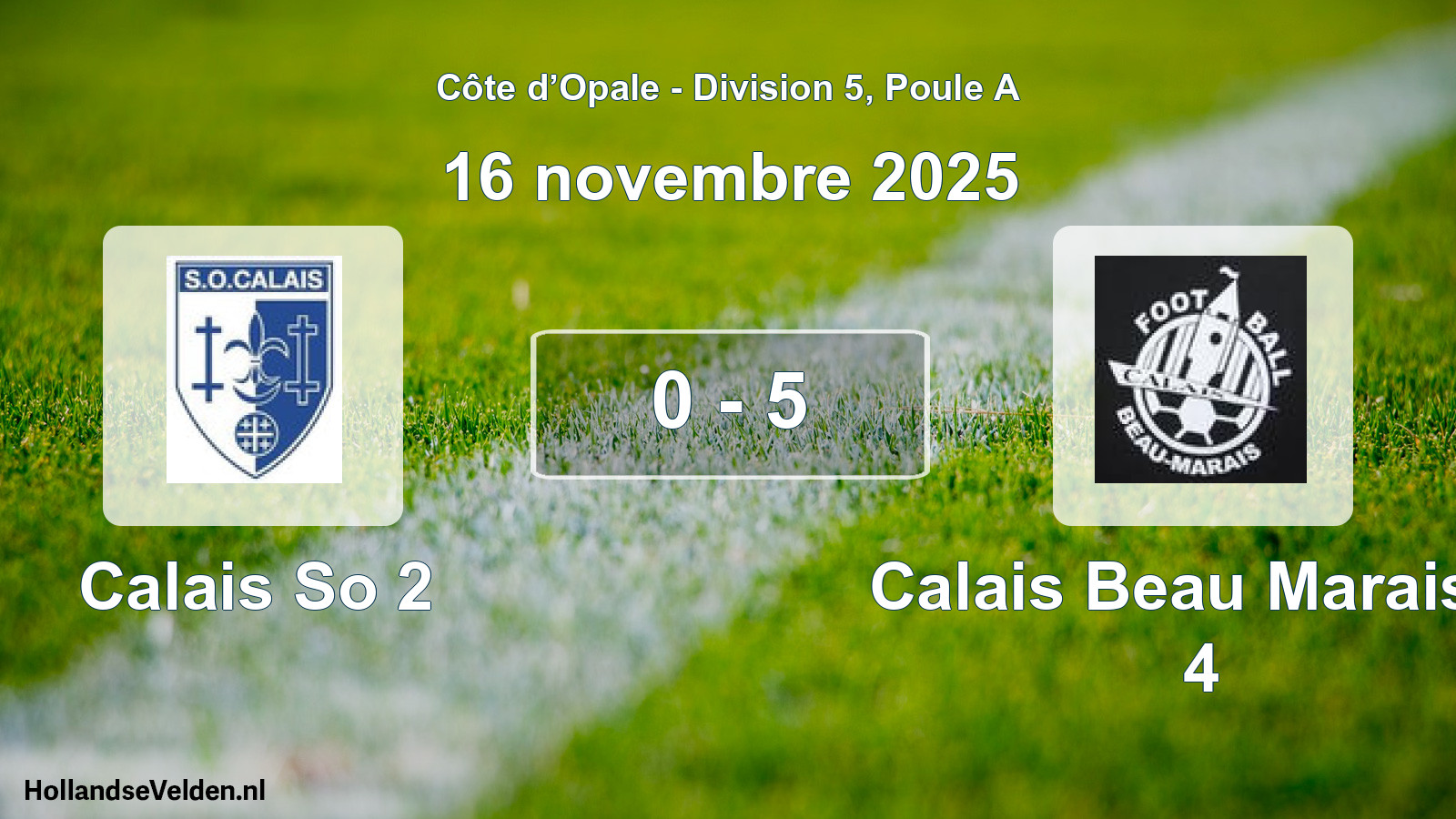Match joué: Calais So 2 - Calais Beau Marais F 4 0 - 5 (16 novembre 2025)