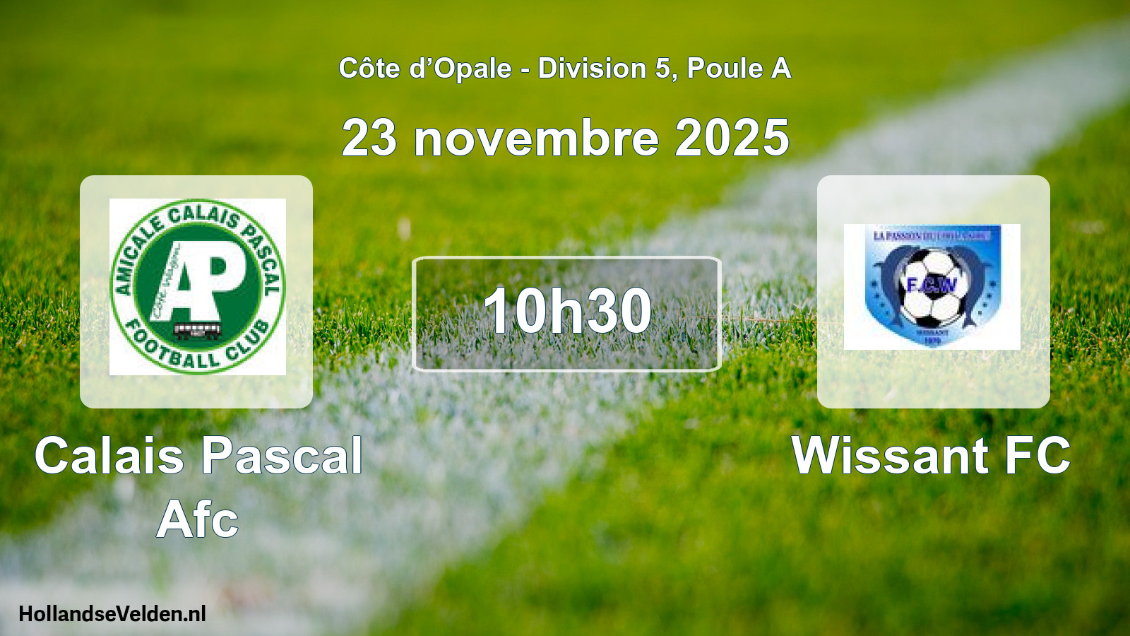 Match programmé: Calais Pascal Afc - Wissant FC (23 novembre 2025)
