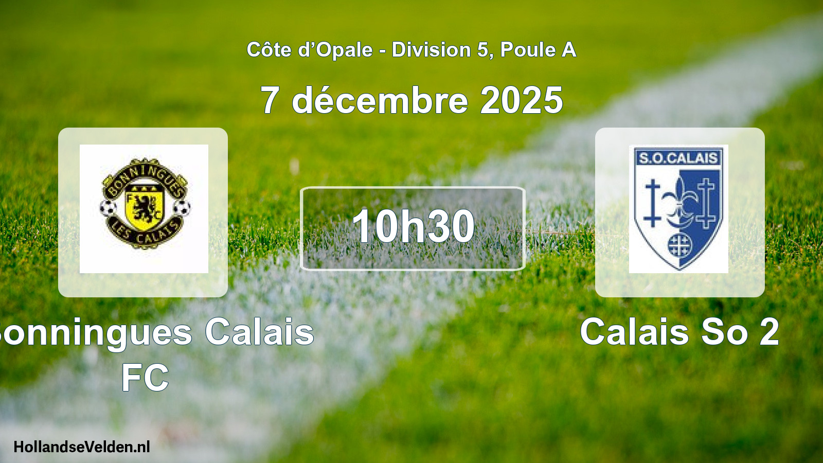 Match programmé: Bonningues Calais FC - Calais So 2 (7 décembre 2025)