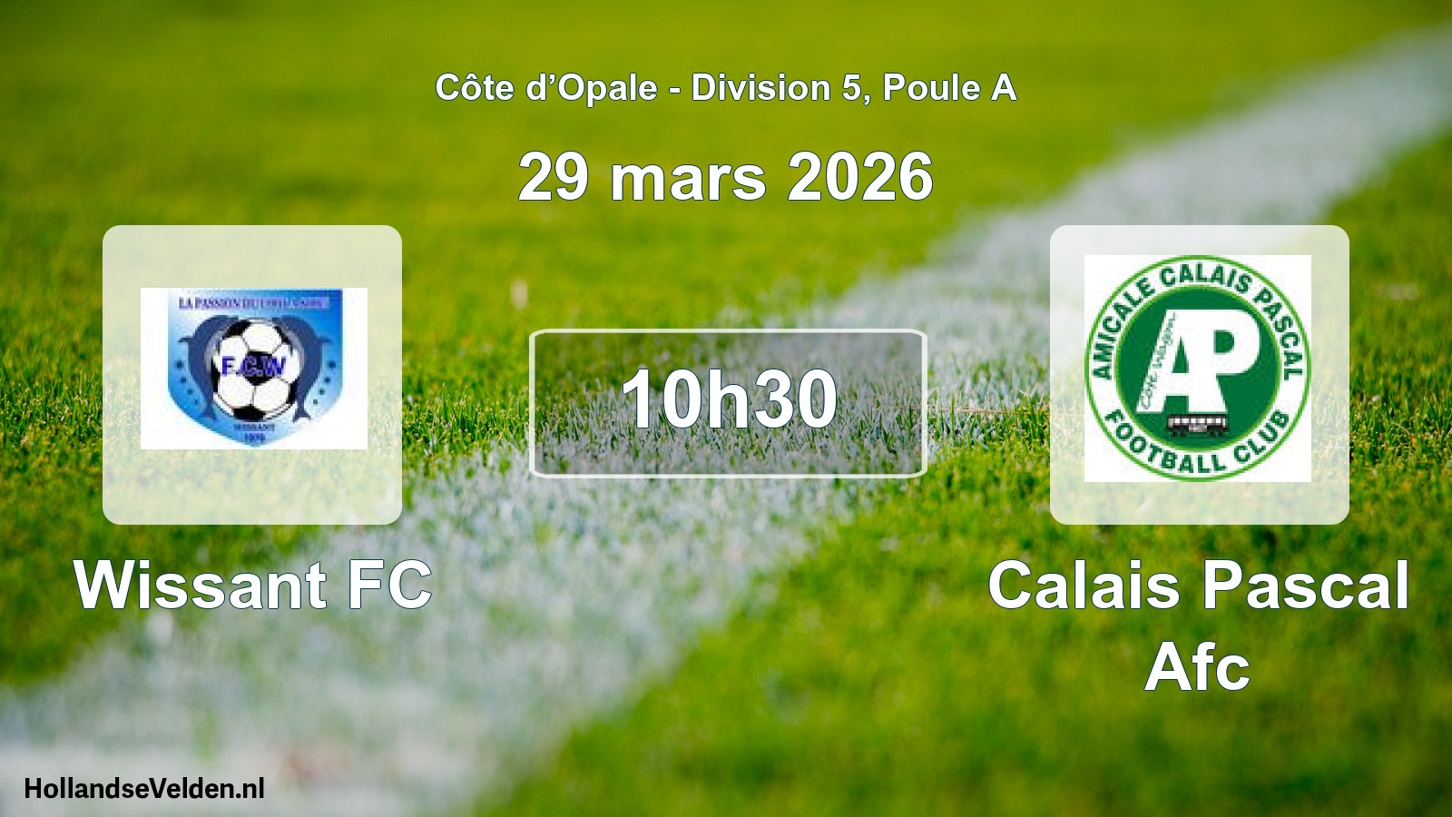 Match programmé: Wissant FC - Calais Pascal Afc (29 mars 2026)