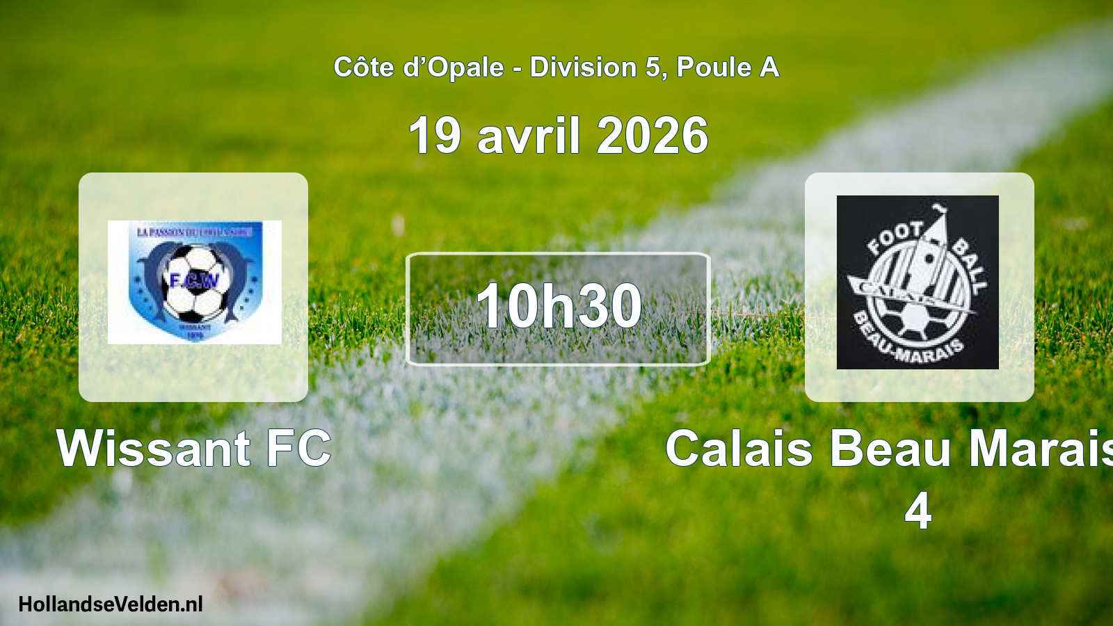 Geplande wedstrijd: Wissant FC - Calais Beau Marais F 4 (19 april 2026)