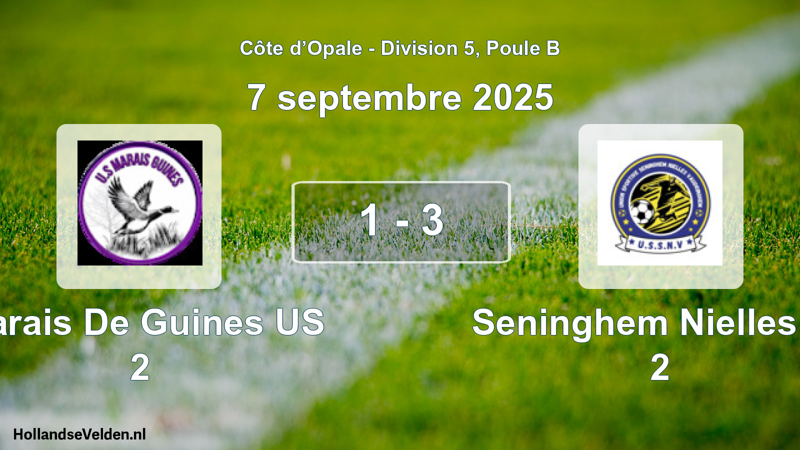 Total number of matches played: Marais De Guines US 2 - Seninghem Nielles Va 2 1 - 3 (7 September 2025)