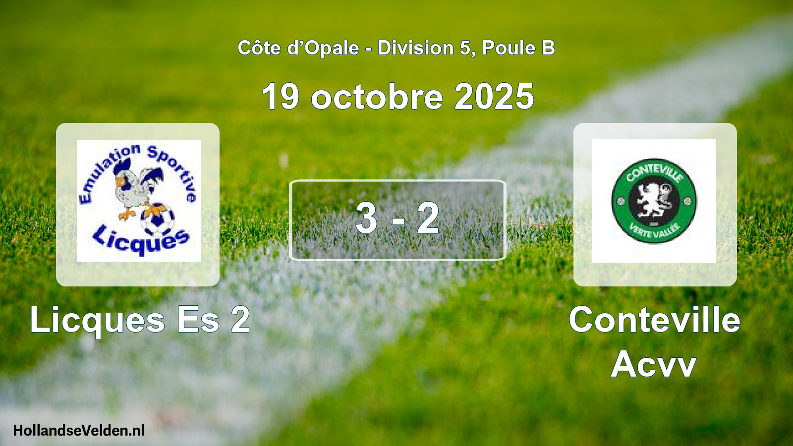 Match joué: Licques Es 2 - Conteville Acvv 3 - 2 (19 octobre 2025)