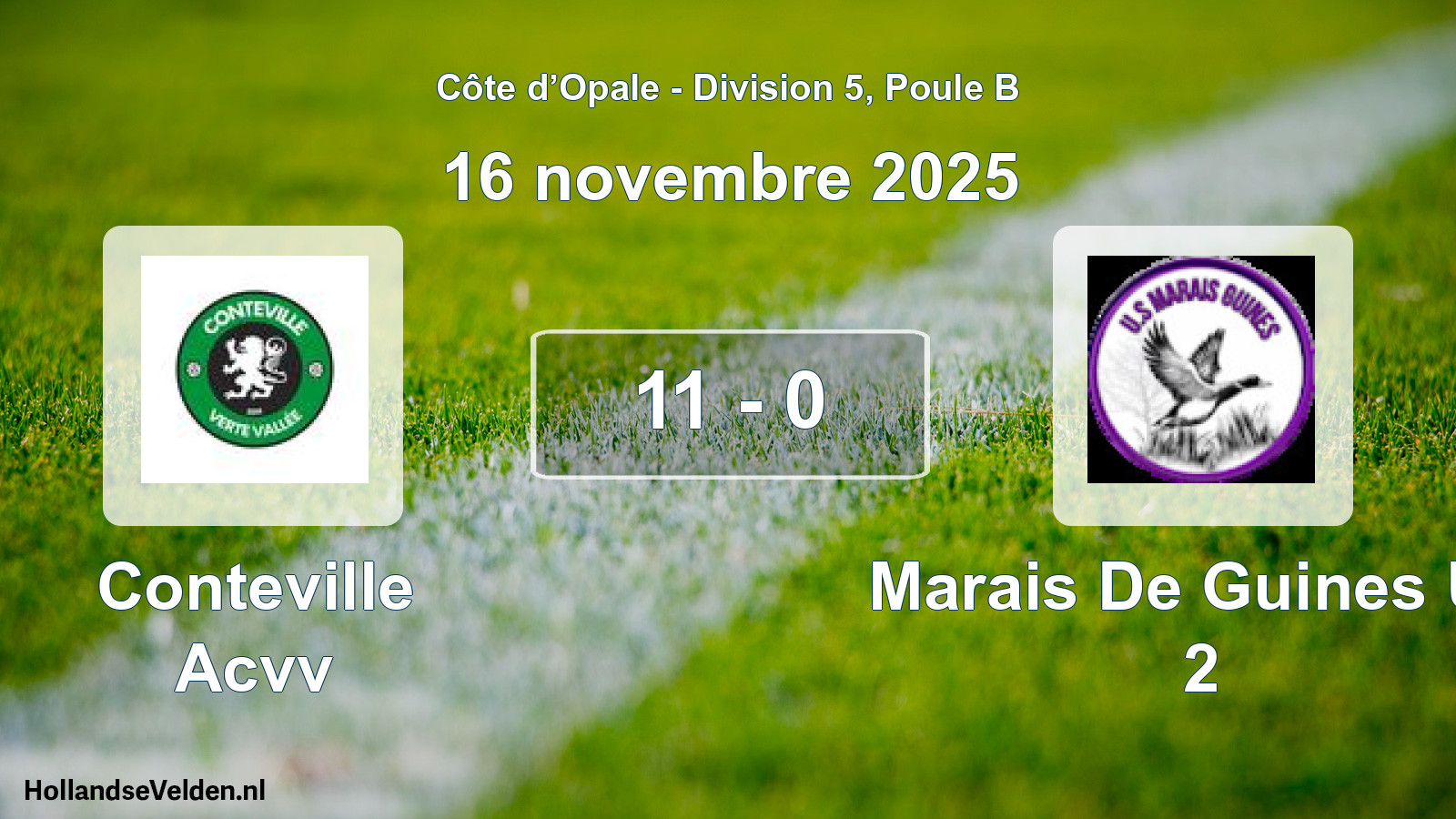 Match joué: Conteville Acvv - Marais De Guines US 2 11 - 0 (16 novembre 2025)
