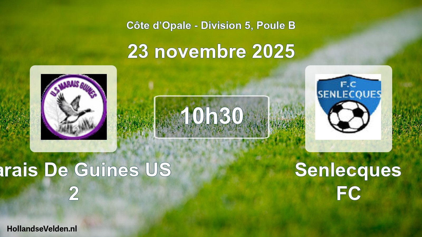 Match programmé: Marais De Guines US 2 - Senlecques FC (23 novembre 2025)