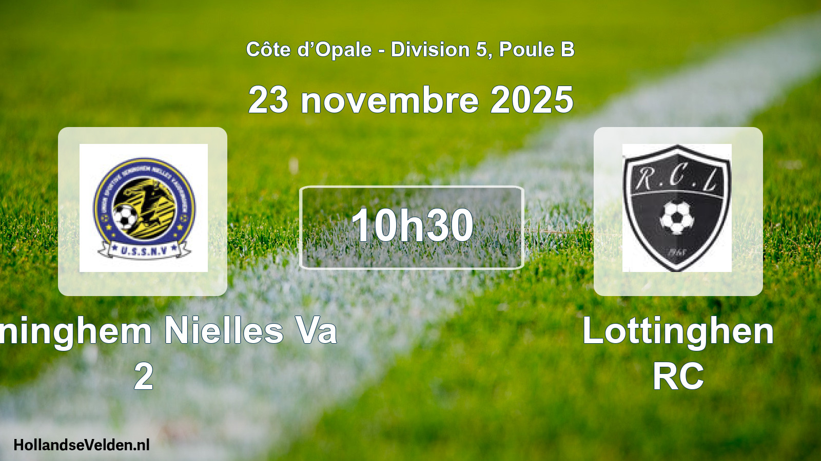 Match programmé: Seninghem Nielles Va 2 - Lottinghen RC (23 novembre 2025)