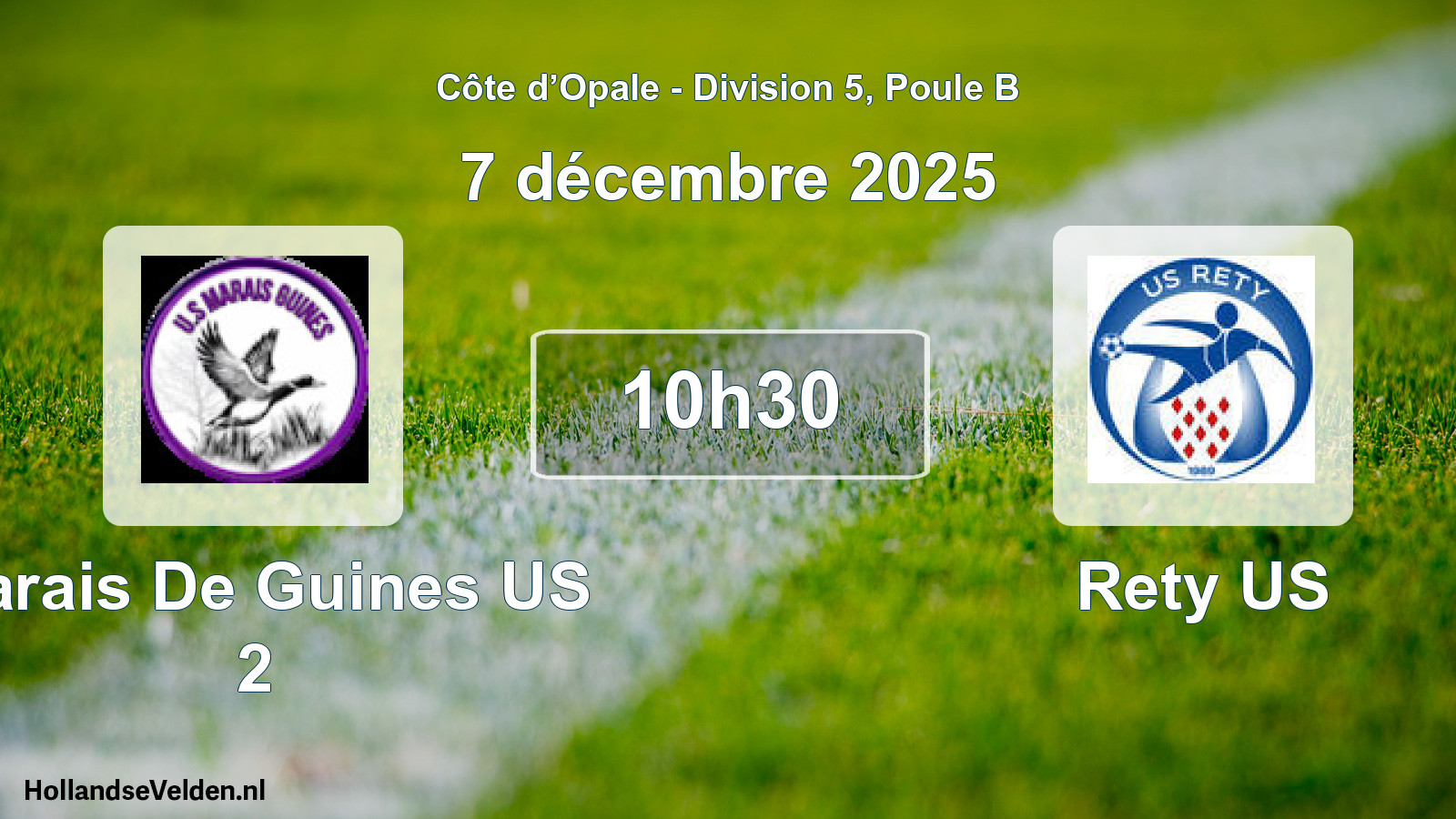 Match programmé: Marais De Guines US 2 - Rety US (7 décembre 2025)
