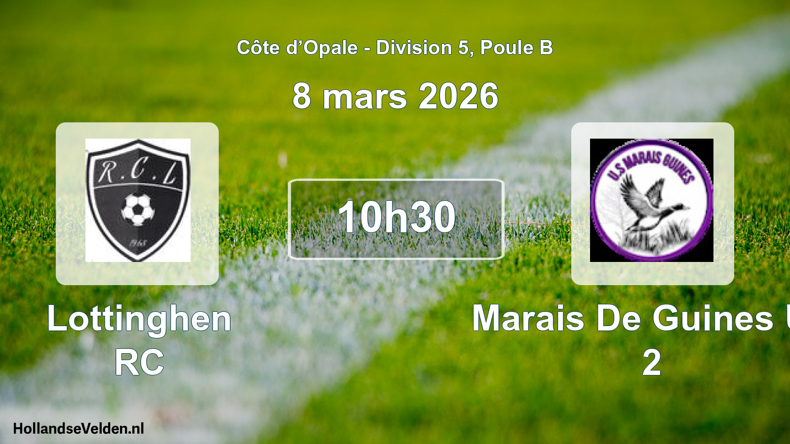 Match programmé: Lottinghen RC - Marais De Guines US 2 (8 mars 2026)