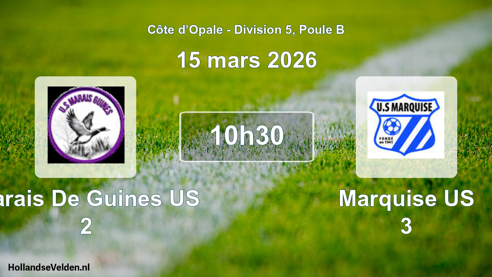 Geplande wedstrijd: Marais De Guines US 2 - Marquise US 3 (15 maart 2026)