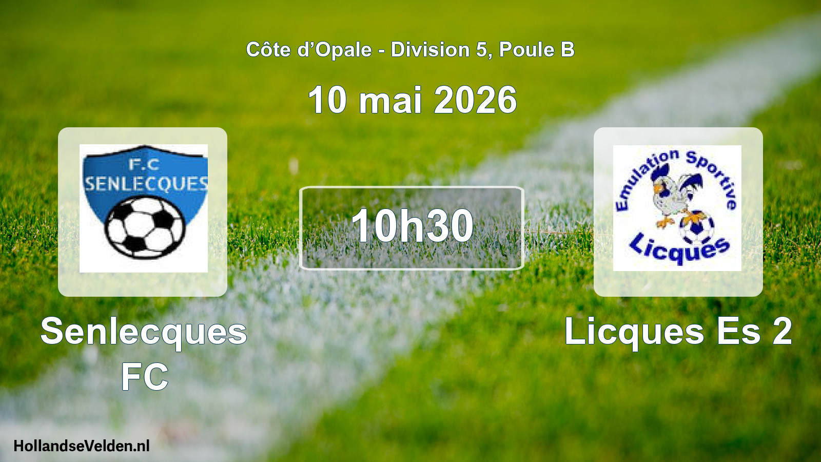 Match programmé: Senlecques FC - Licques Es 2 (10 mai 2026)