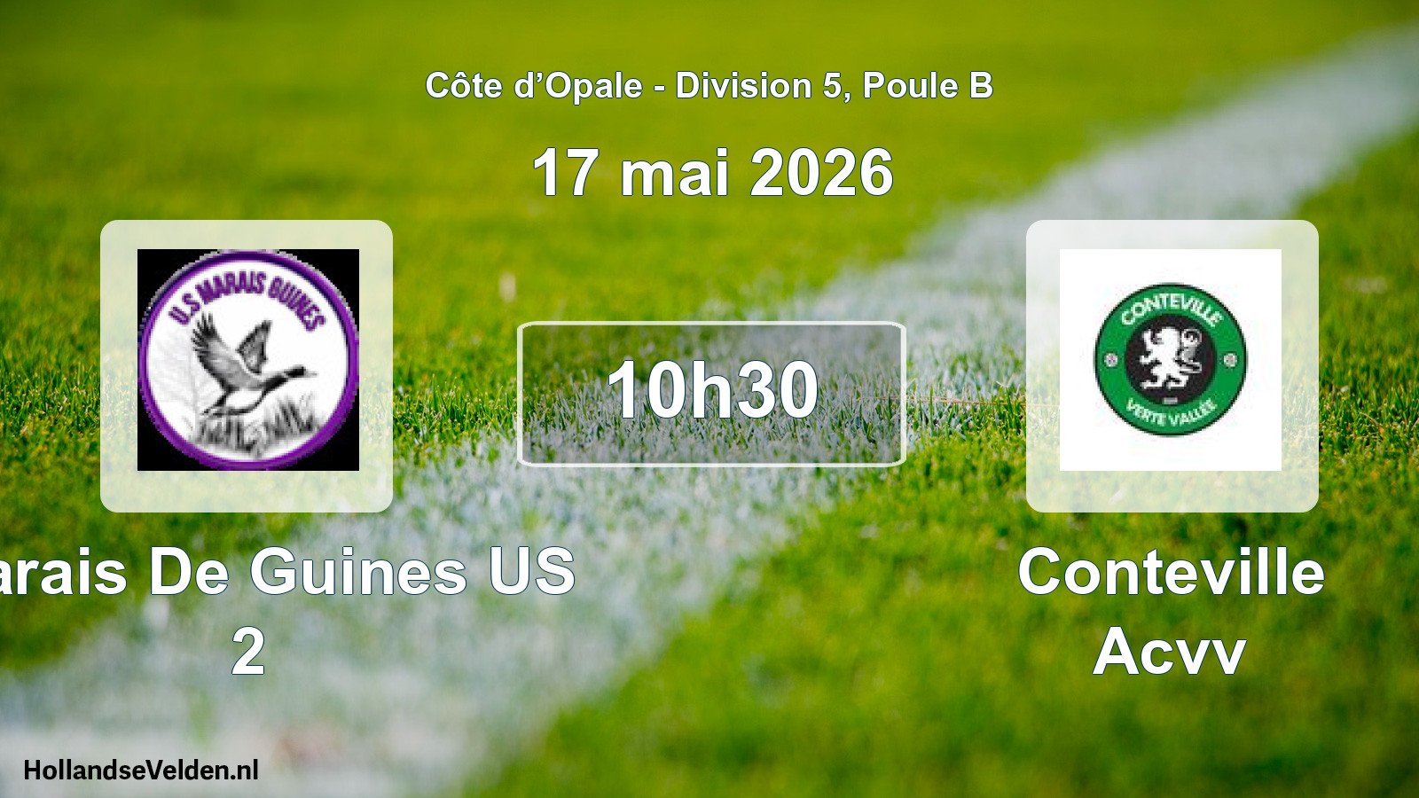 Match programmé: Marais De Guines US 2 - Conteville Acvv (17 mai 2026)