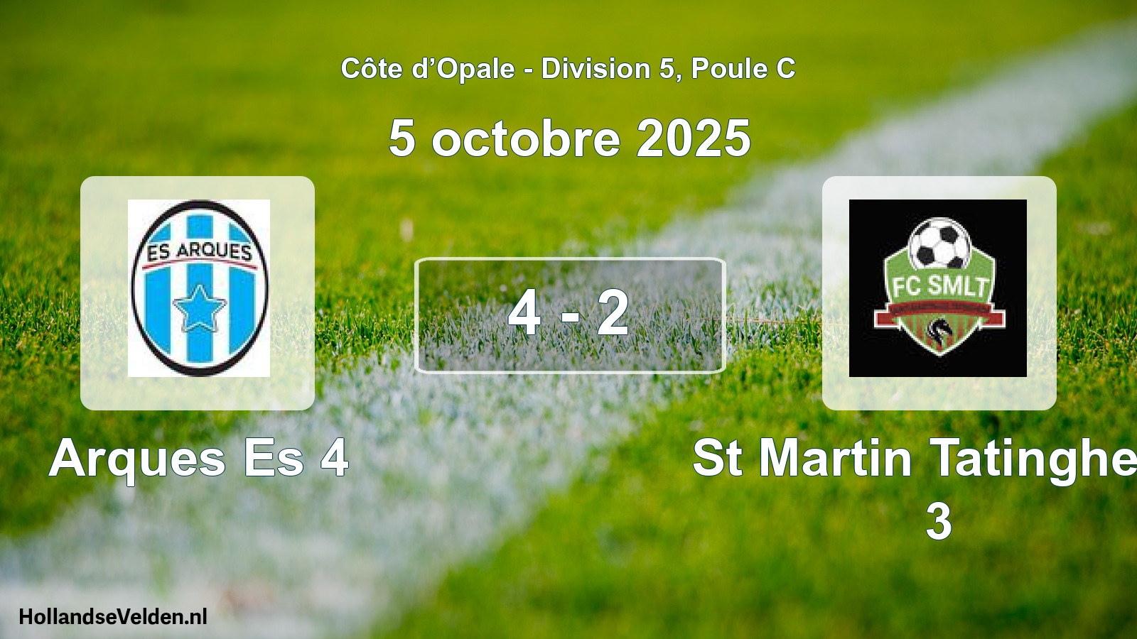 Total number of matches played: Arques Es 4 - St Martin Tatinghem 3 4 - 2 (5 October 2025)