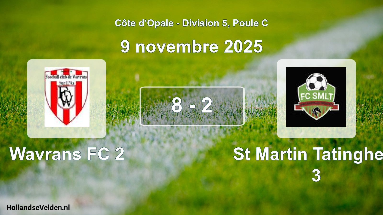 Match joué: Wavrans FC 2 - St Martin Tatinghem 3 8 - 2 (9 novembre 2025)