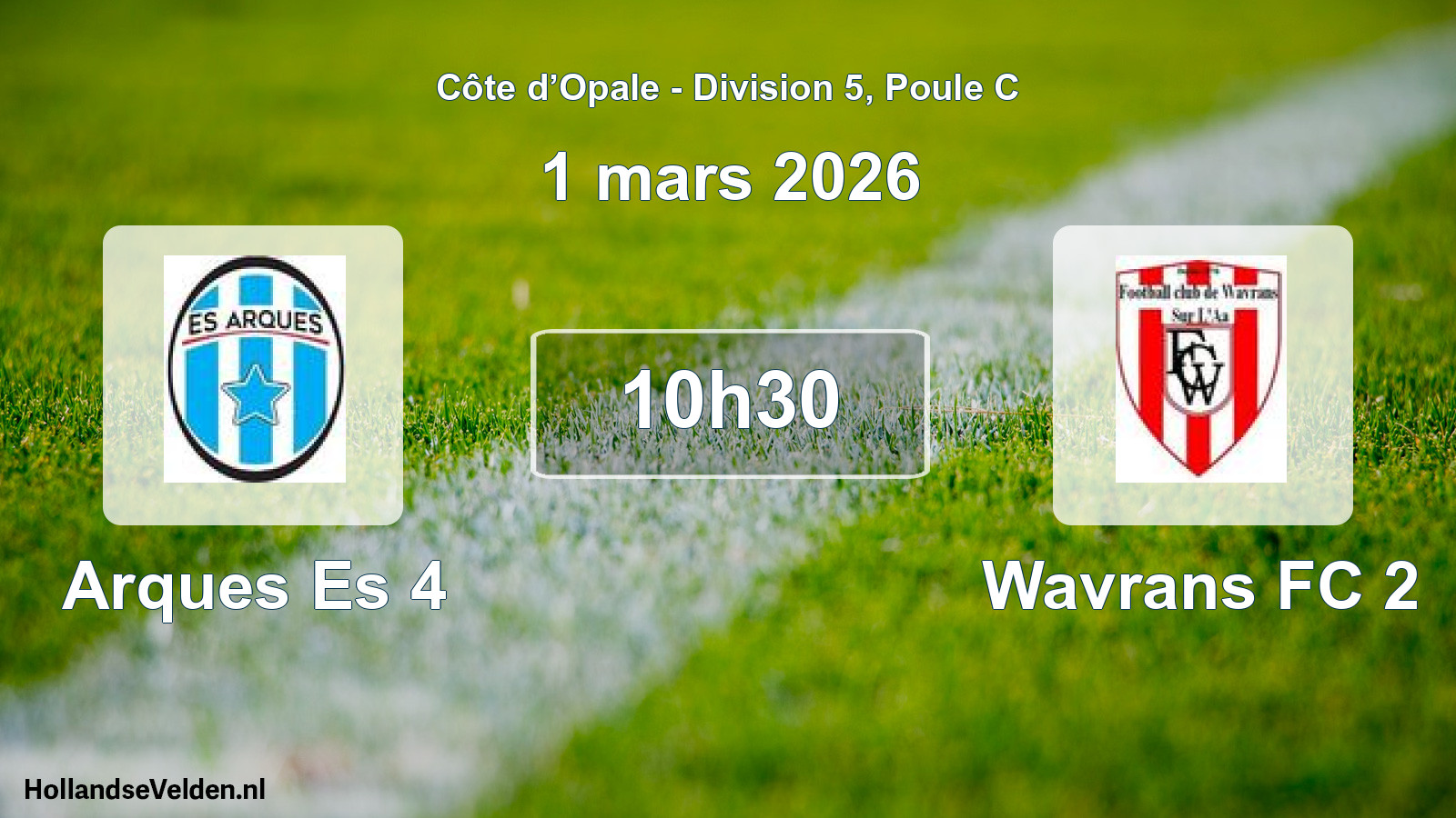 Match programmé: Arques Es 4 - Wavrans FC 2 (1 mars 2026)