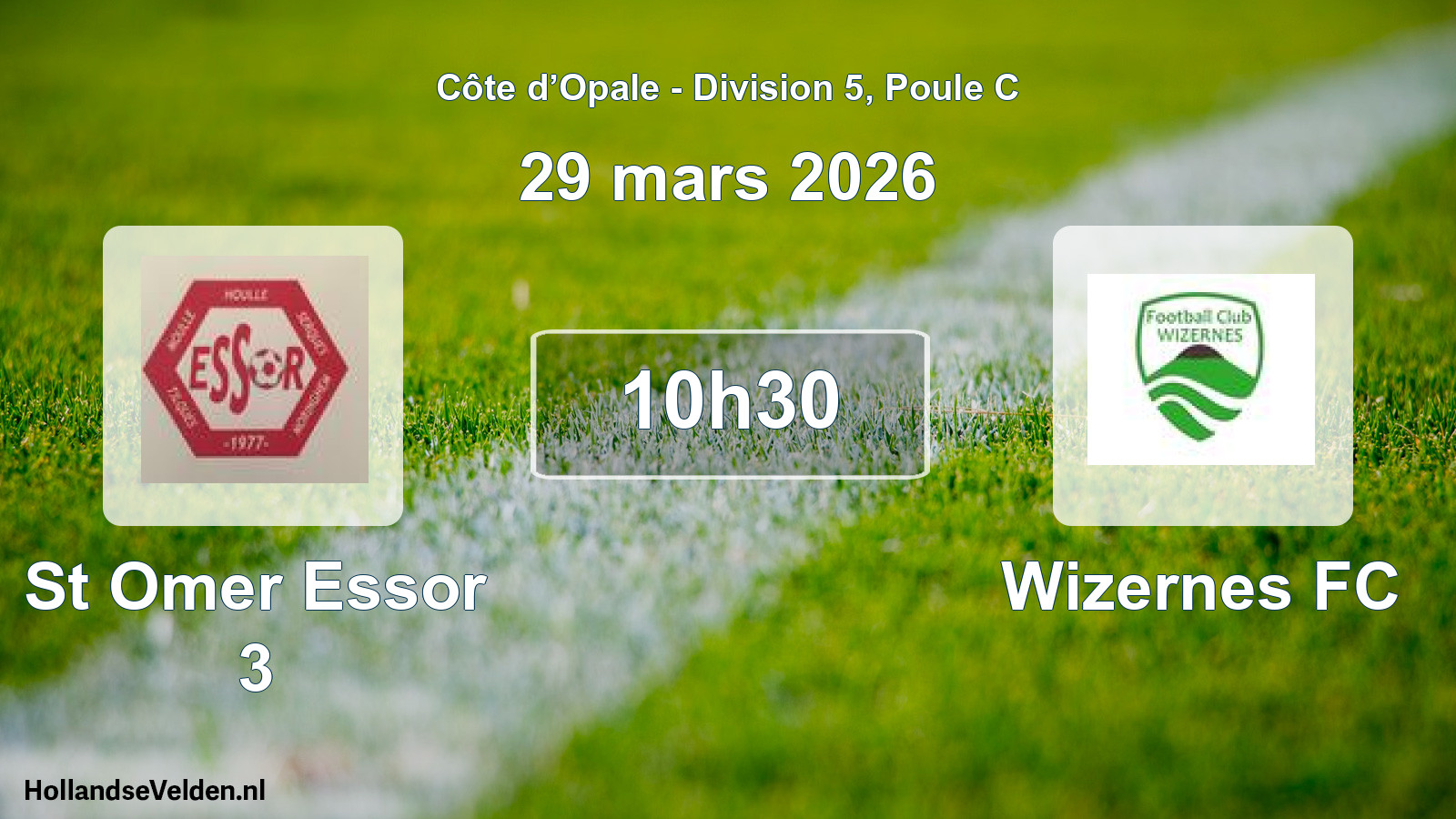 Match programmé: St Omer Essor 3 - Wizernes FC (29 mars 2026)