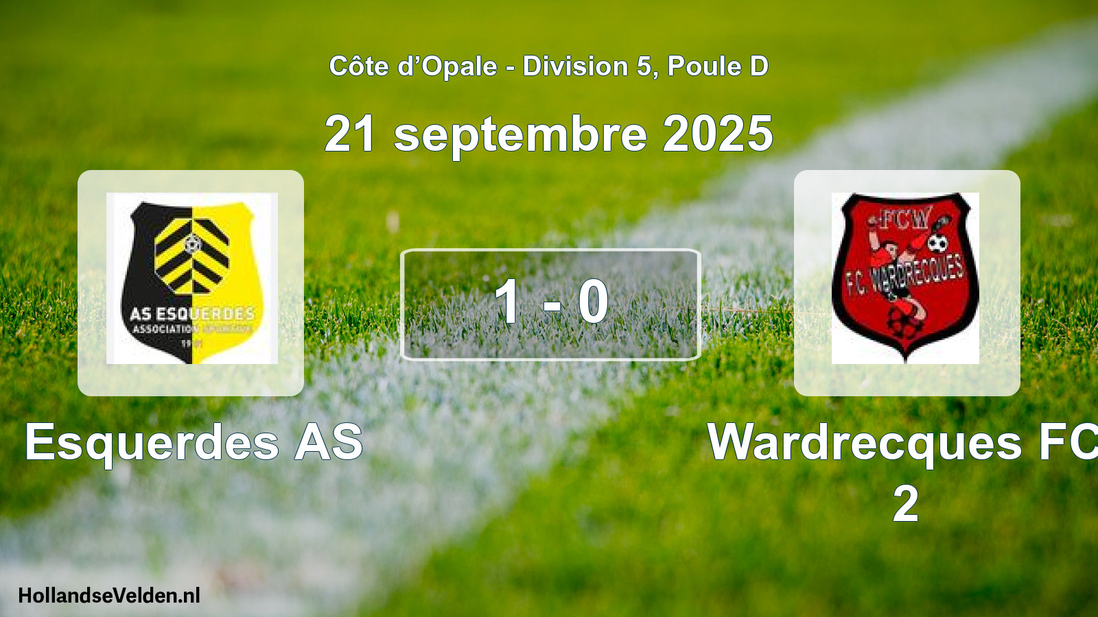 Match joué: Esquerdes AS - Wardrecques FC 2 1 - 0 (21 septembre 2025)