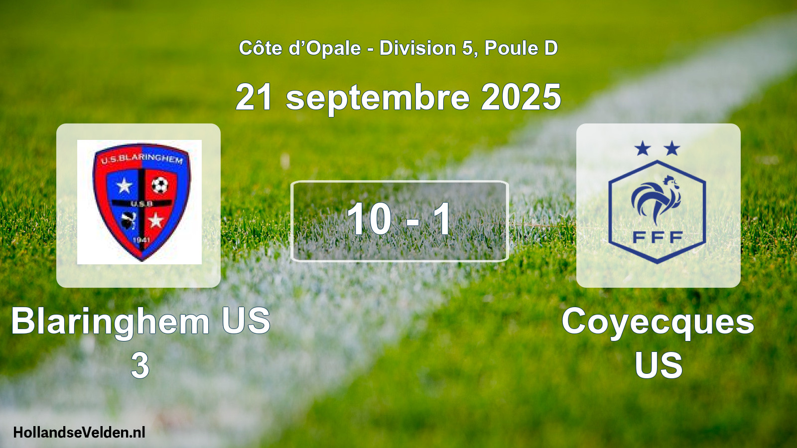 Match joué: Blaringhem US 3 - Coyecques US 10 - 1 (21 septembre 2025)