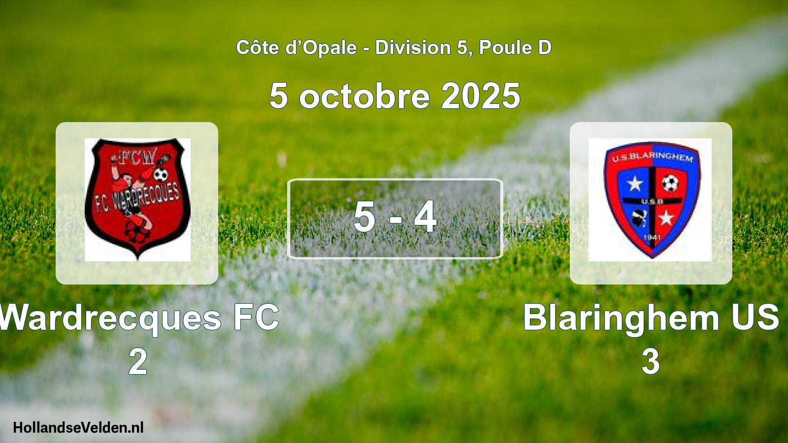 Match joué: Wardrecques FC 2 - Blaringhem US 3 5 - 4 (5 octobre 2025)