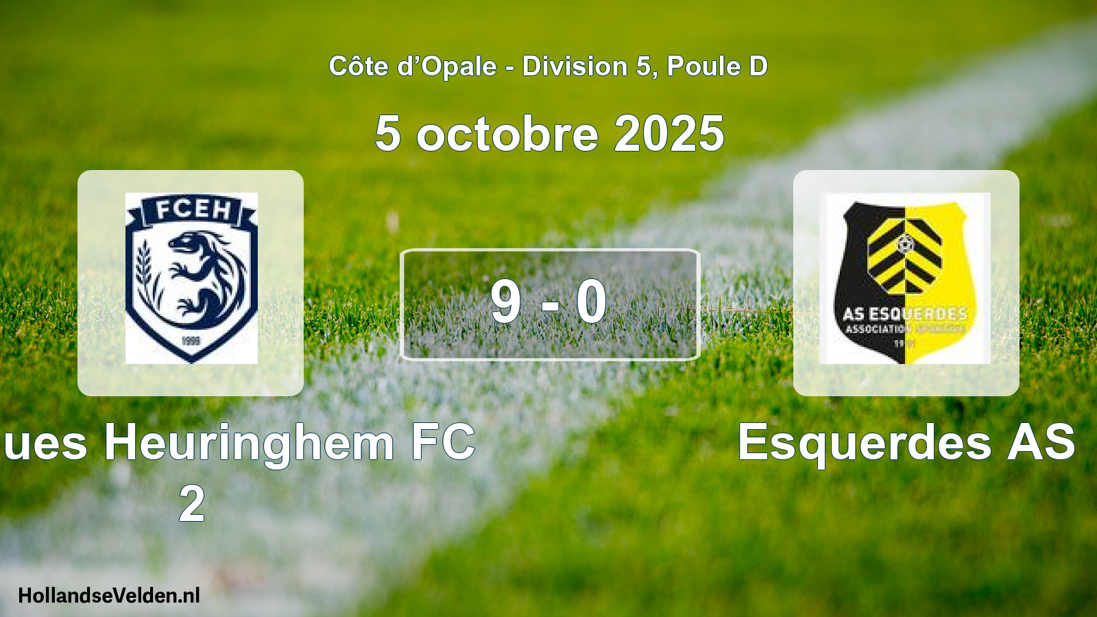 Gespeelde wedstrijd: Ecques Heuringhem FC 2 - Esquerdes AS 9 - 0 (5 oktober 2025)