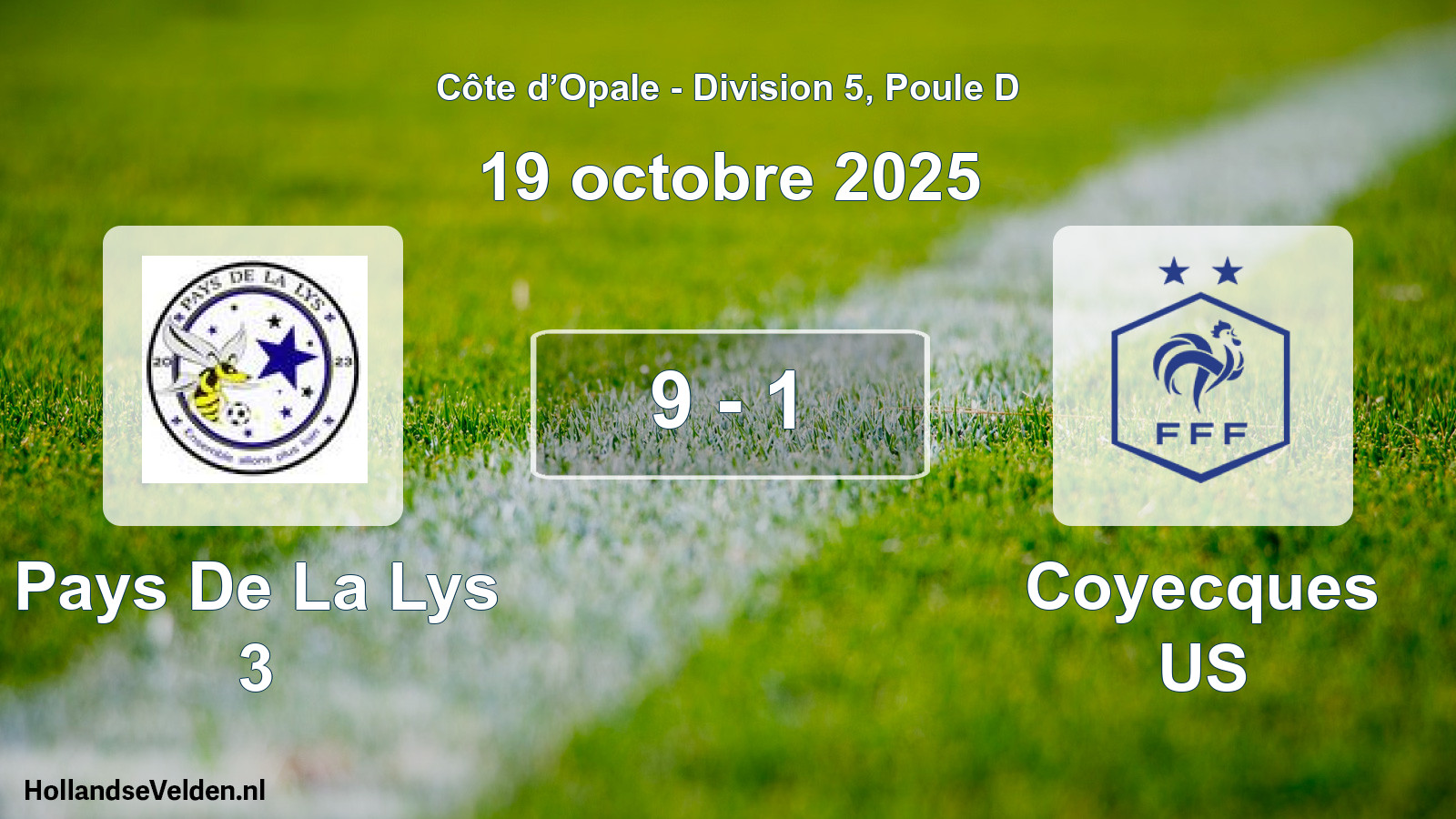 Gespeelde wedstrijd: Pays De La Lys 3 - Coyecques US 9 - 1 (19 oktober 2025)