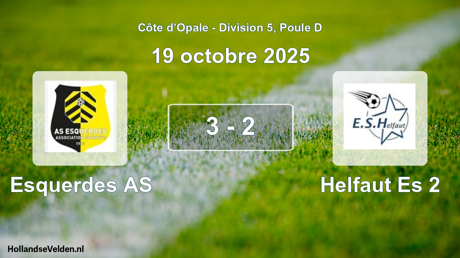 Match joué: Esquerdes AS - Helfaut Es 2 3 - 2 (19 octobre 2025)
