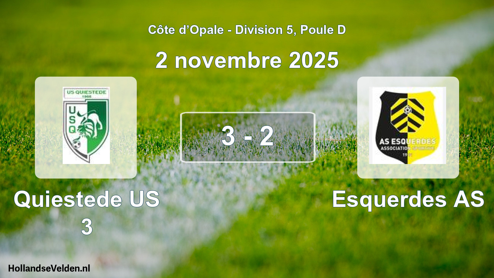 Gespeelde wedstrijd: Quiestede US 3 - Esquerdes AS 3 - 2 (2 november 2025)