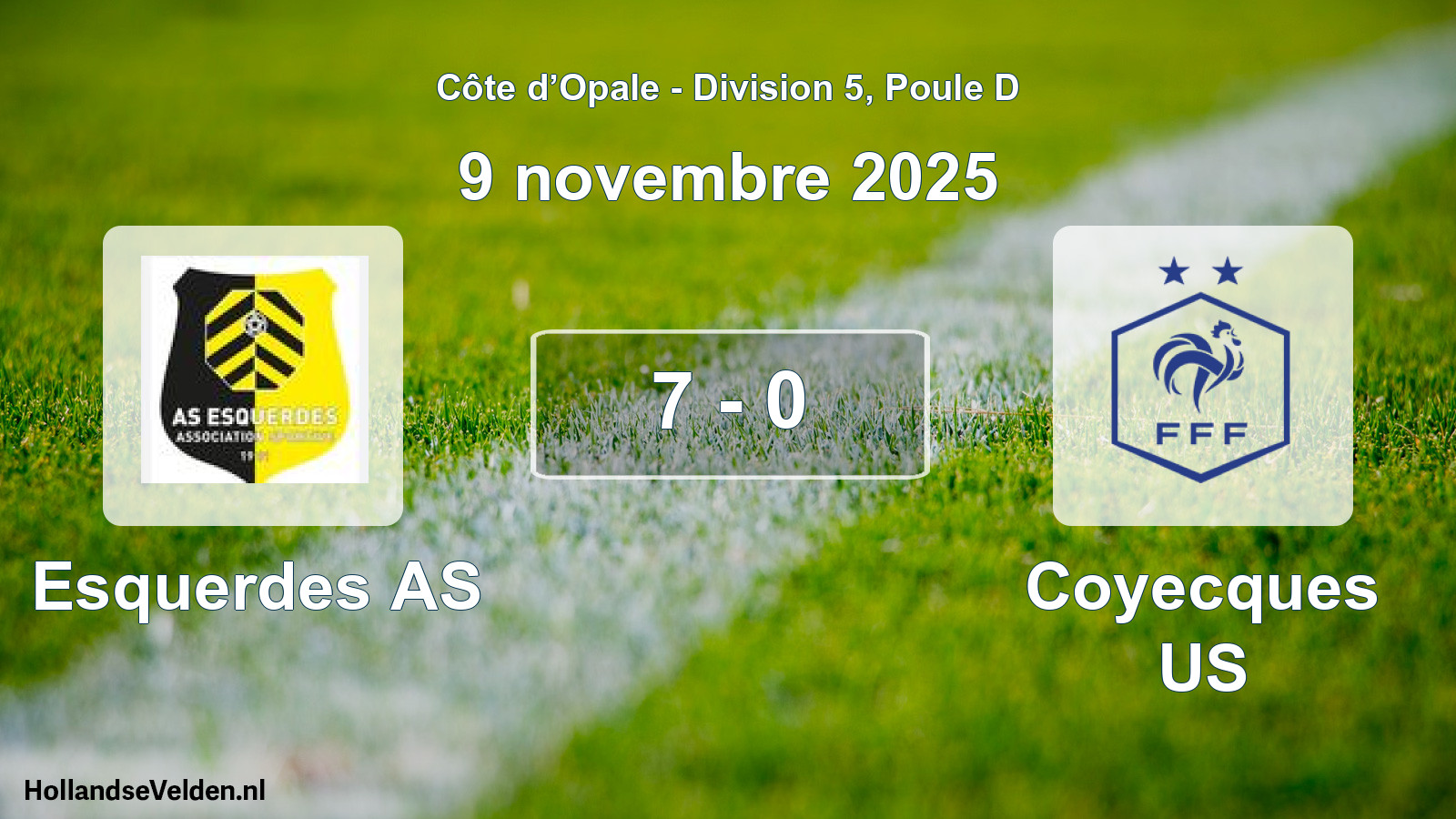 Match joué: Esquerdes AS - Coyecques US 7 - 0 (9 novembre 2025)