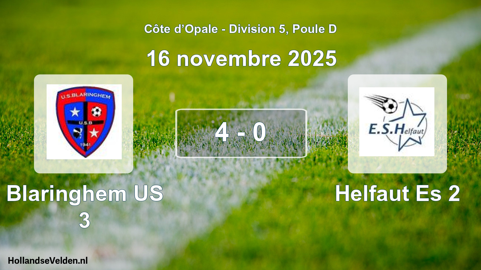Match joué: Blaringhem US 3 - Helfaut Es 2 4 - 0 (16 novembre 2025)