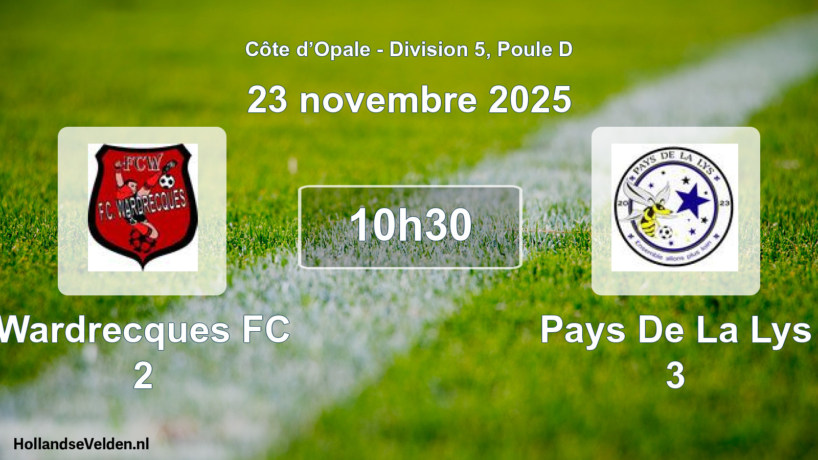 Geplande wedstrijd: Wardrecques FC 2 - Pays De La Lys 3 (23 november 2025)