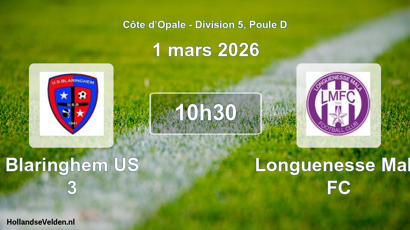 Match programmé: Blaringhem US 3 - Longuenesse Mala FC (1 mars 2026)