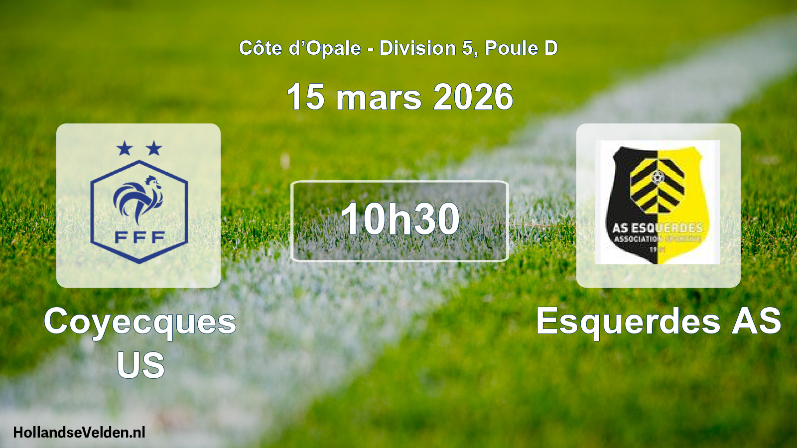 Match programmé: Coyecques US - Esquerdes AS (15 mars 2026)