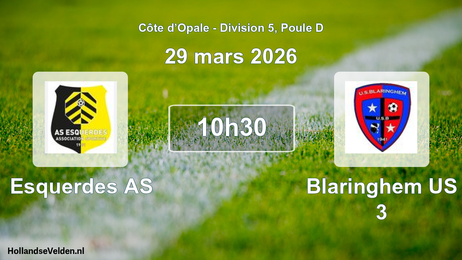 Match programmé: Esquerdes AS - Blaringhem US 3 (29 mars 2026)
