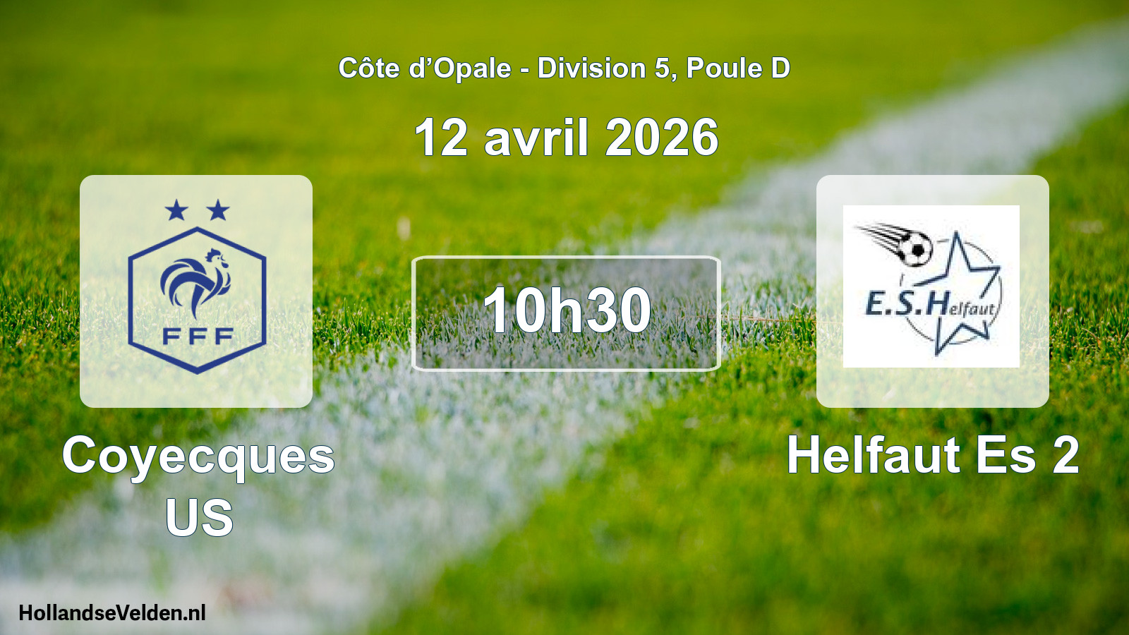 Match programmé: Coyecques US - Helfaut Es 2 (12 avril 2026)
