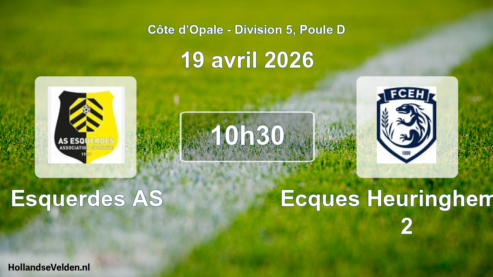 Match programmé: Esquerdes AS - Ecques Heuringhem FC 2 (19 avril 2026)