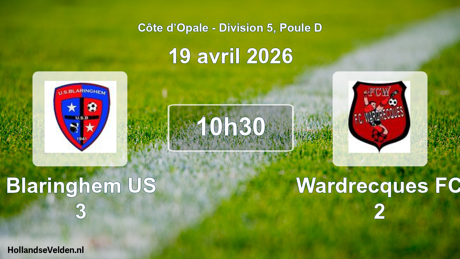 Match programmé: Blaringhem US 3 - Wardrecques FC 2 (19 avril 2026)