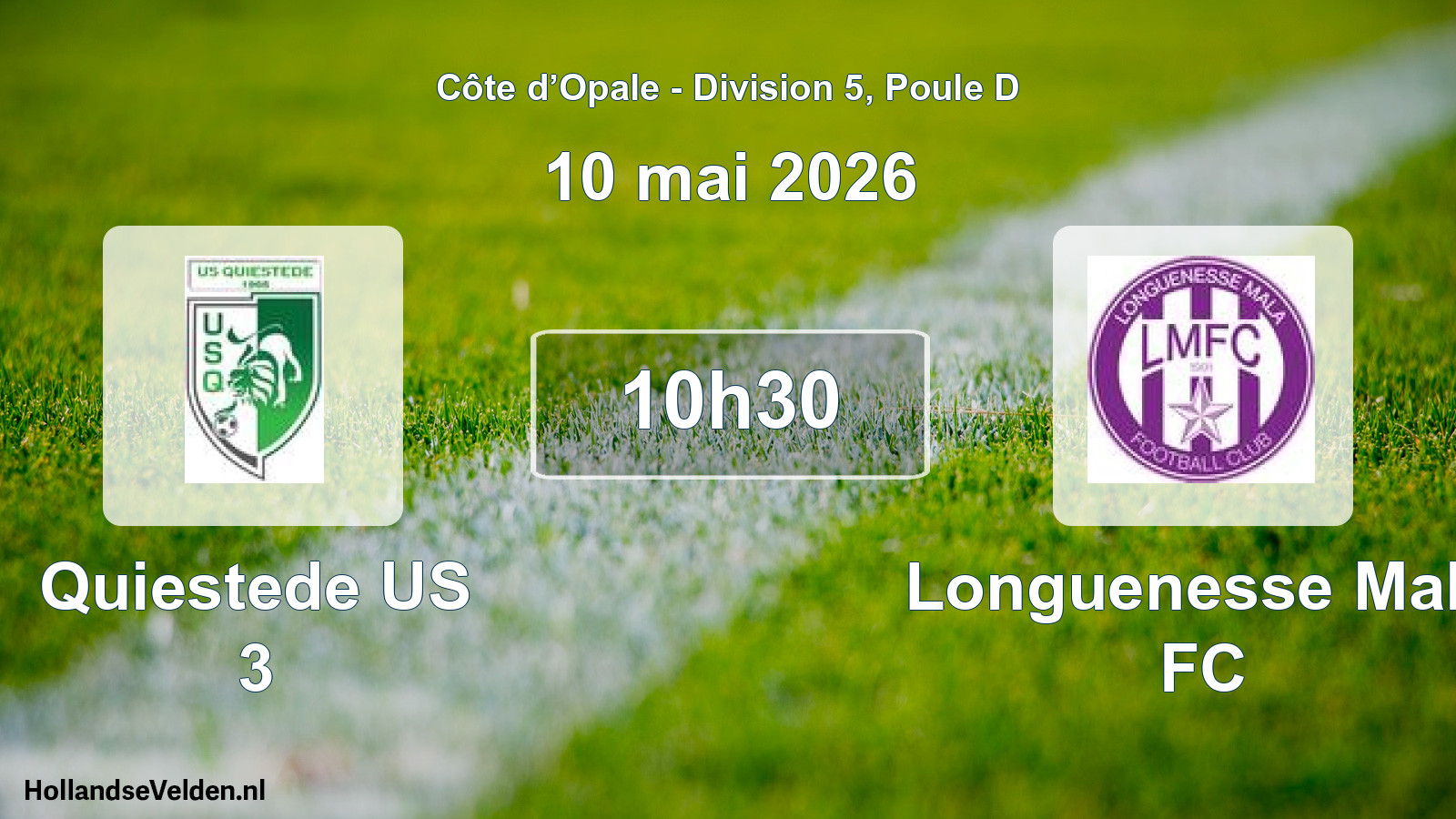 Match programmé: Quiestede US 3 - Longuenesse Mala FC (10 mai 2026)
