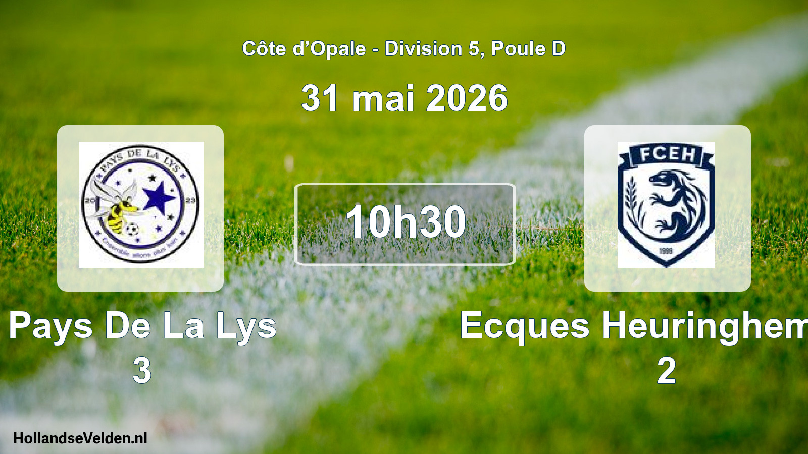 Match programmé: Pays De La Lys 3 - Ecques Heuringhem FC 2 (31 mai 2026)