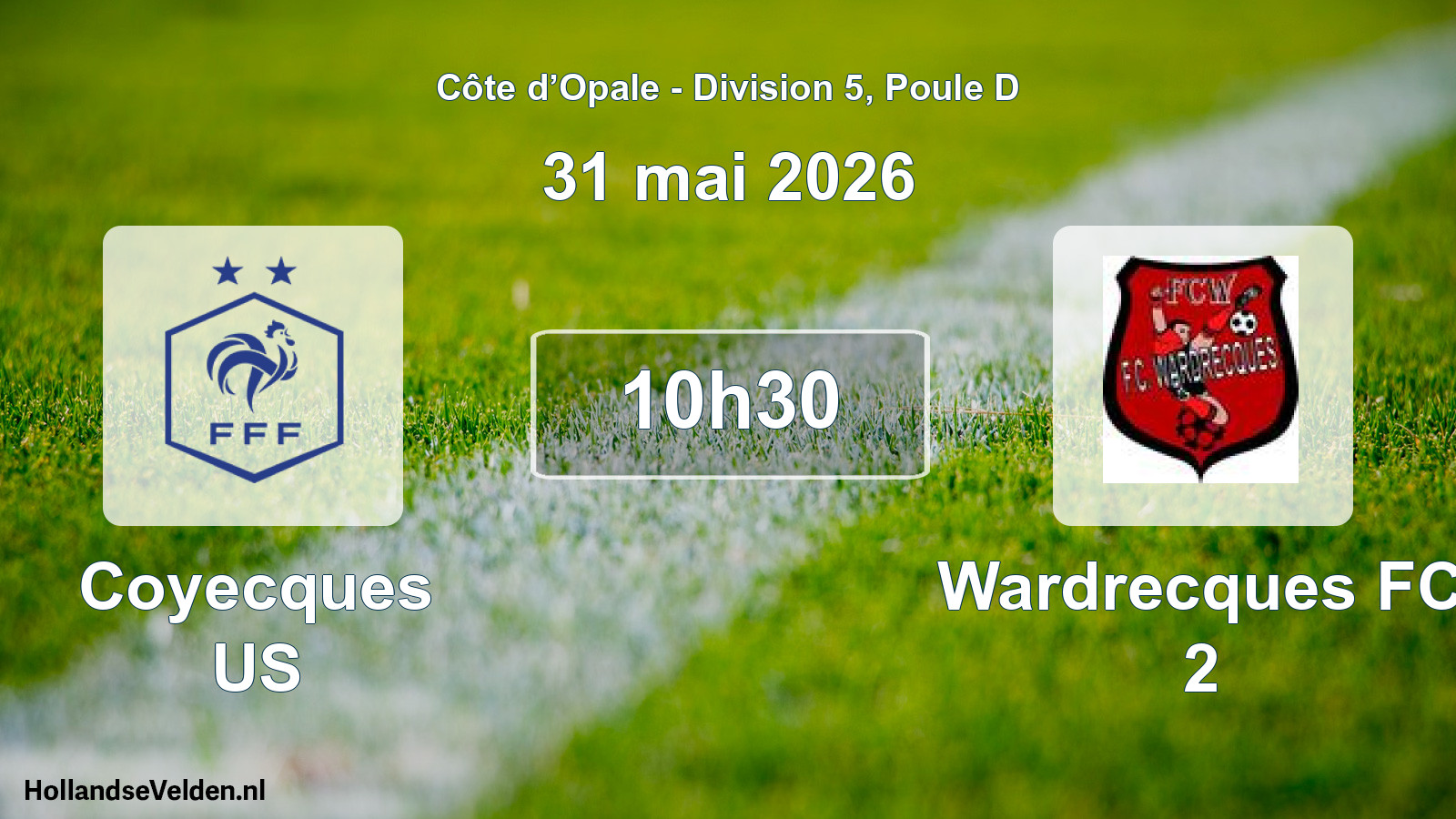 Match programmé: Coyecques US - Wardrecques FC 2 (31 mai 2026)
