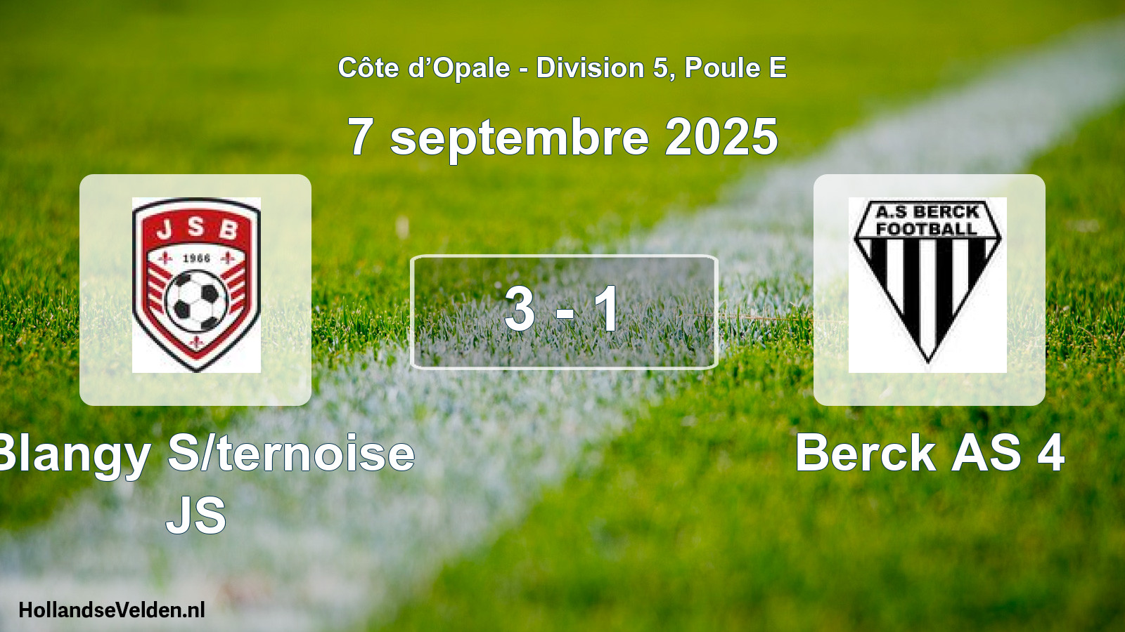 Match joué: Blangy S/ternoise JS - Berck AS 4 3 - 1 (7 septembre 2025)