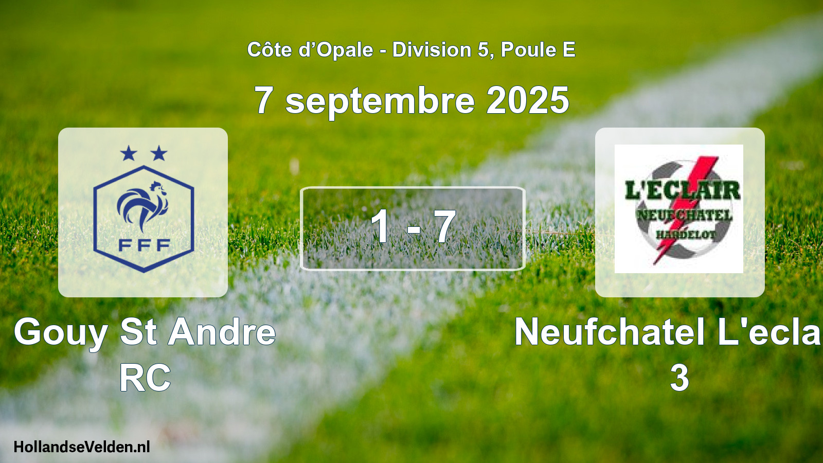 Match joué: Gouy St Andre RC - Neufchatel L'eclair 3 1 - 7 (7 septembre 2025)