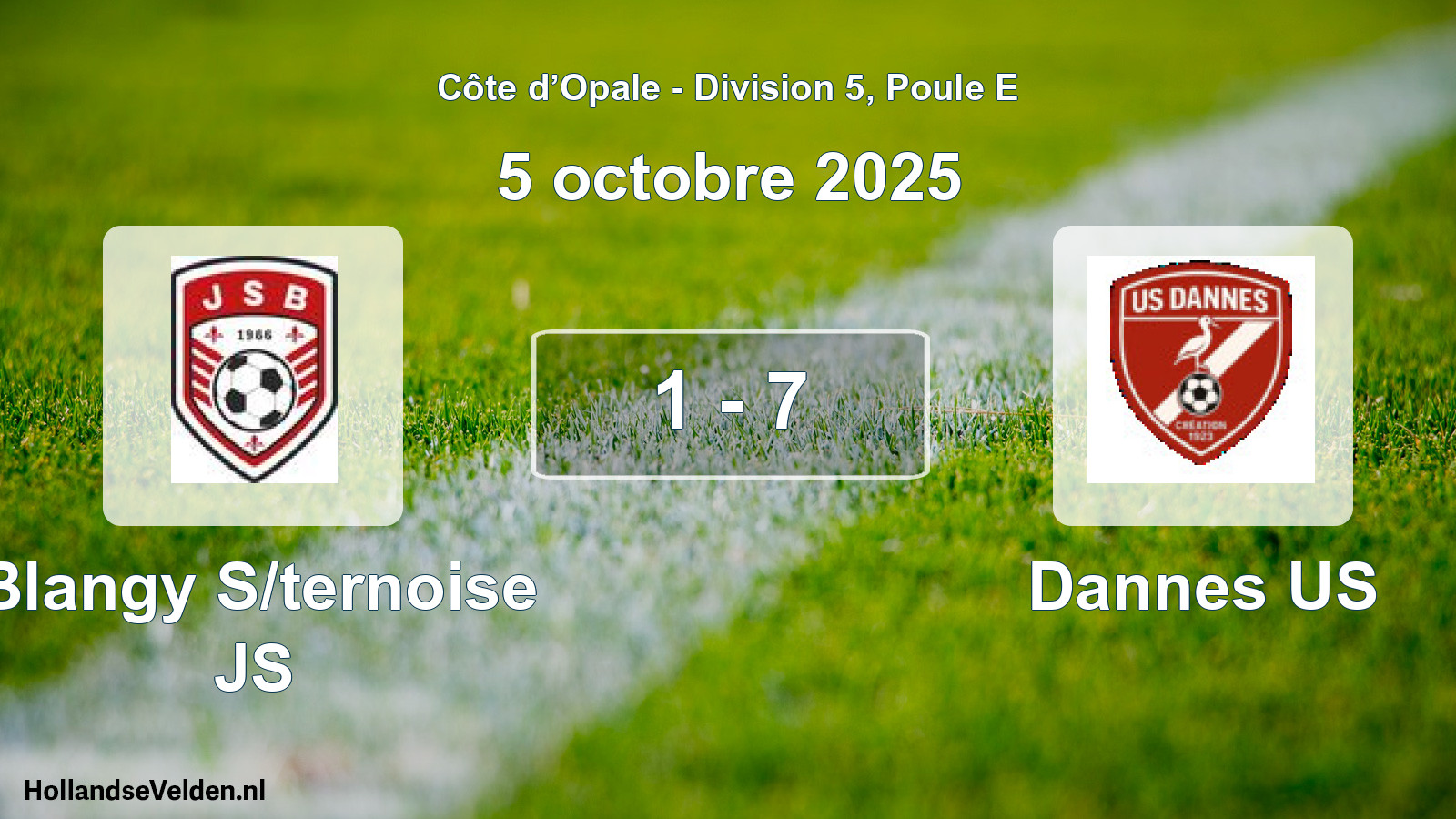 Match joué: Blangy S/ternoise JS - Dannes US 1 - 7 (5 octobre 2025)