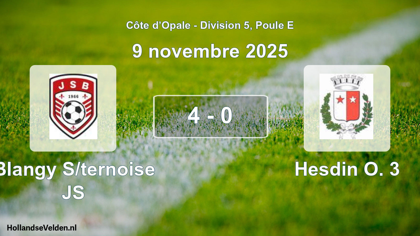 Match joué: Blangy S/ternoise JS - Hesdin O. 3 4 - 0 (9 novembre 2025)