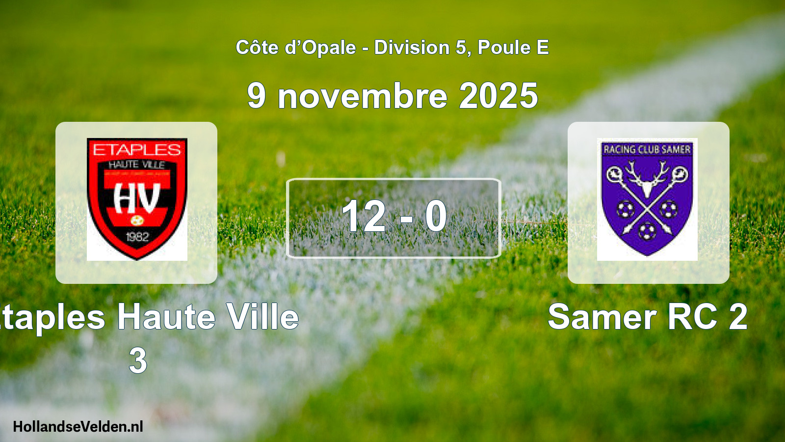 Match joué: Etaples Haute Ville 3 - Samer RC 2 12 - 0 (9 novembre 2025)