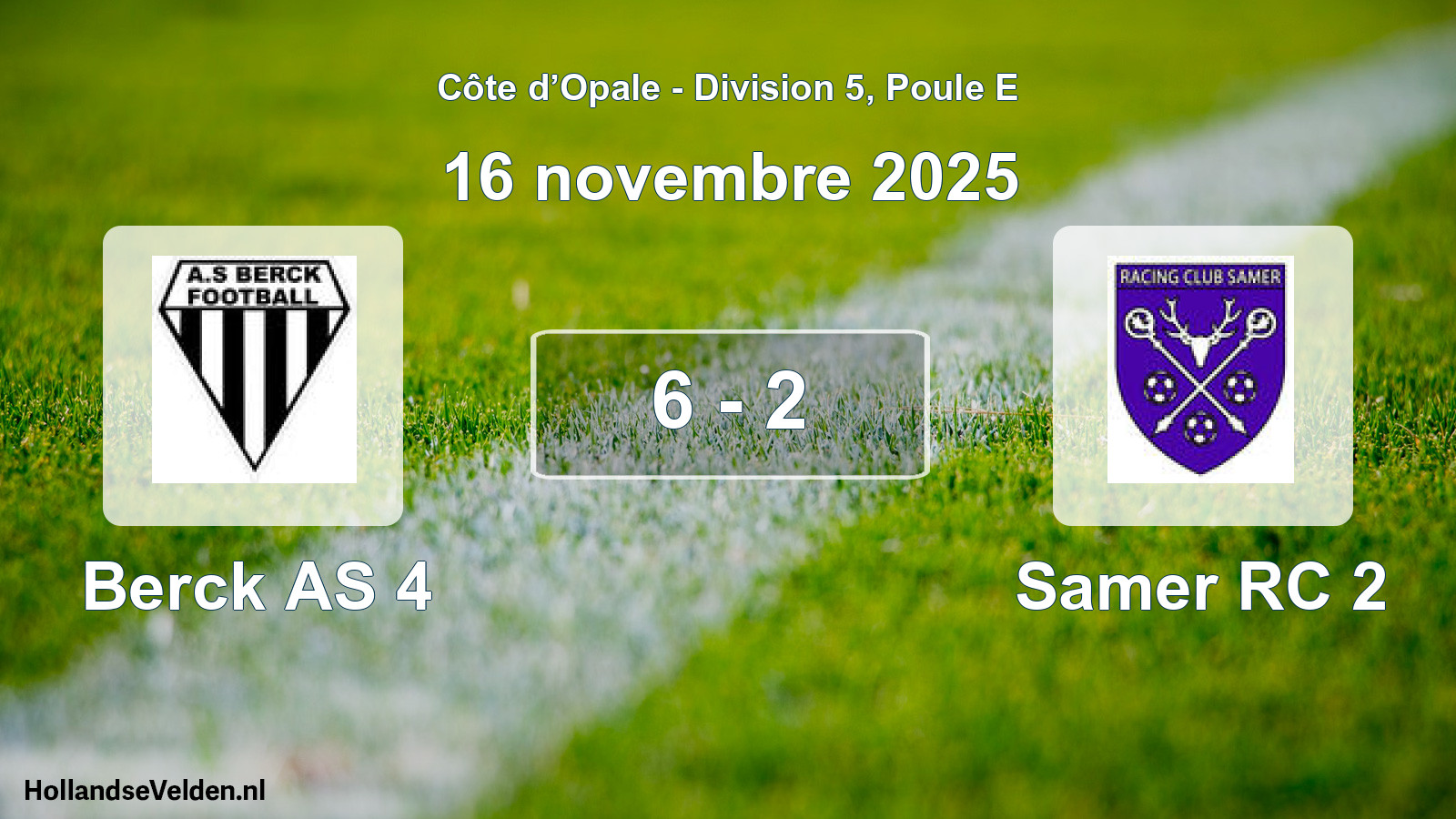 Match joué: Berck AS 4 - Samer RC 2 6 - 2 (16 novembre 2025)