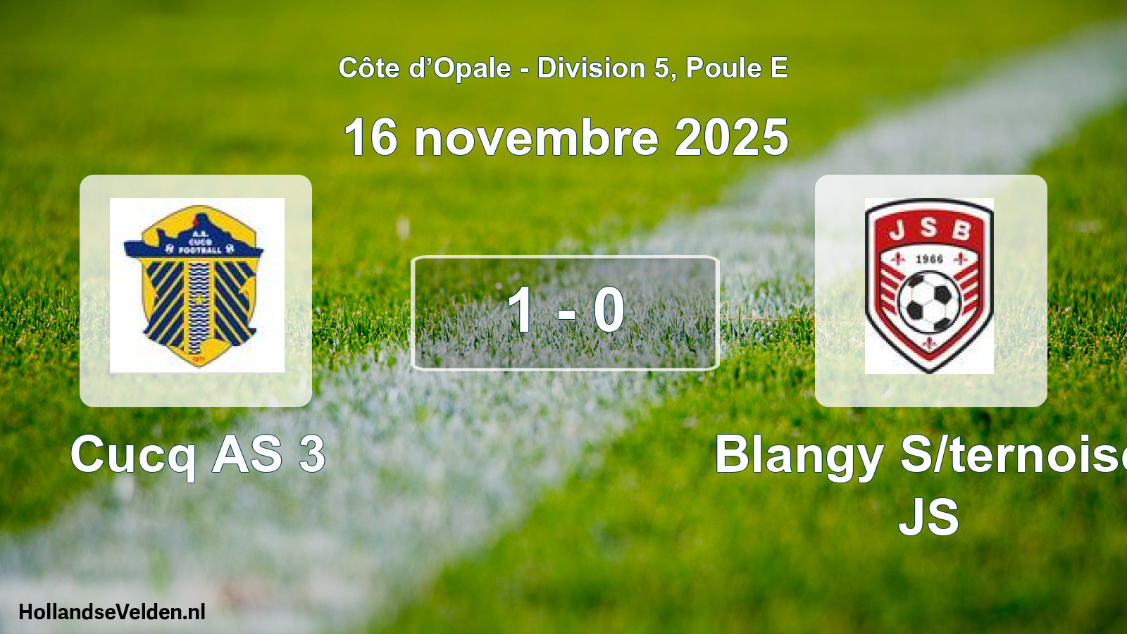 Match joué: Cucq AS 3 - Blangy S/ternoise JS 1 - 0 (16 novembre 2025)
