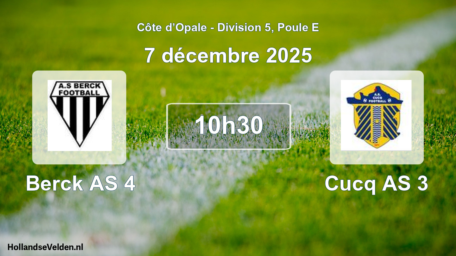 Match programmé: Berck AS 4 - Cucq AS 3 (7 décembre 2025)