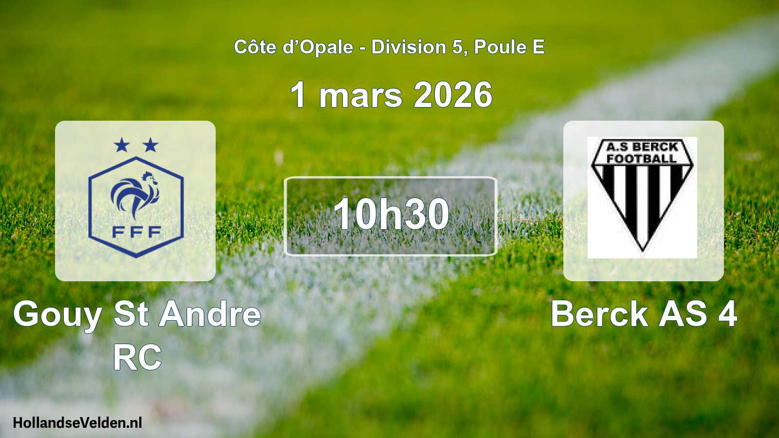 Match programmé: Gouy St Andre RC - Berck AS 4 (1 mars 2026)